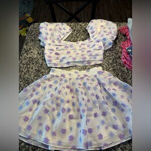 Buddy Love Lavender and White Skirt Set